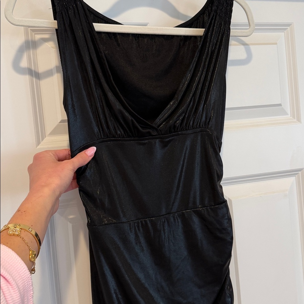 Tara Side Drape Gown in Black Lame Norma Kamali - Picture 4 of 4